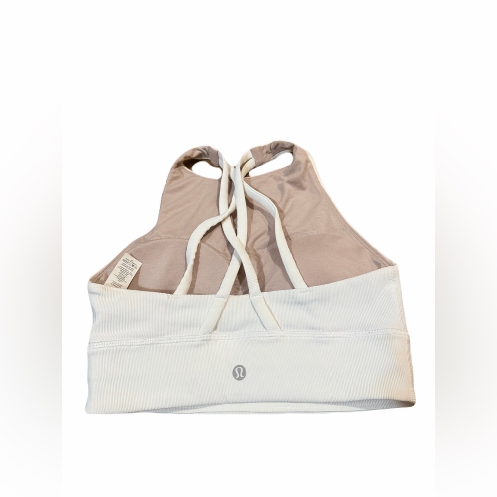 Lululemon Energy Bra High Neck Long Line size 4 square dot bone color - Picture 6 of 9